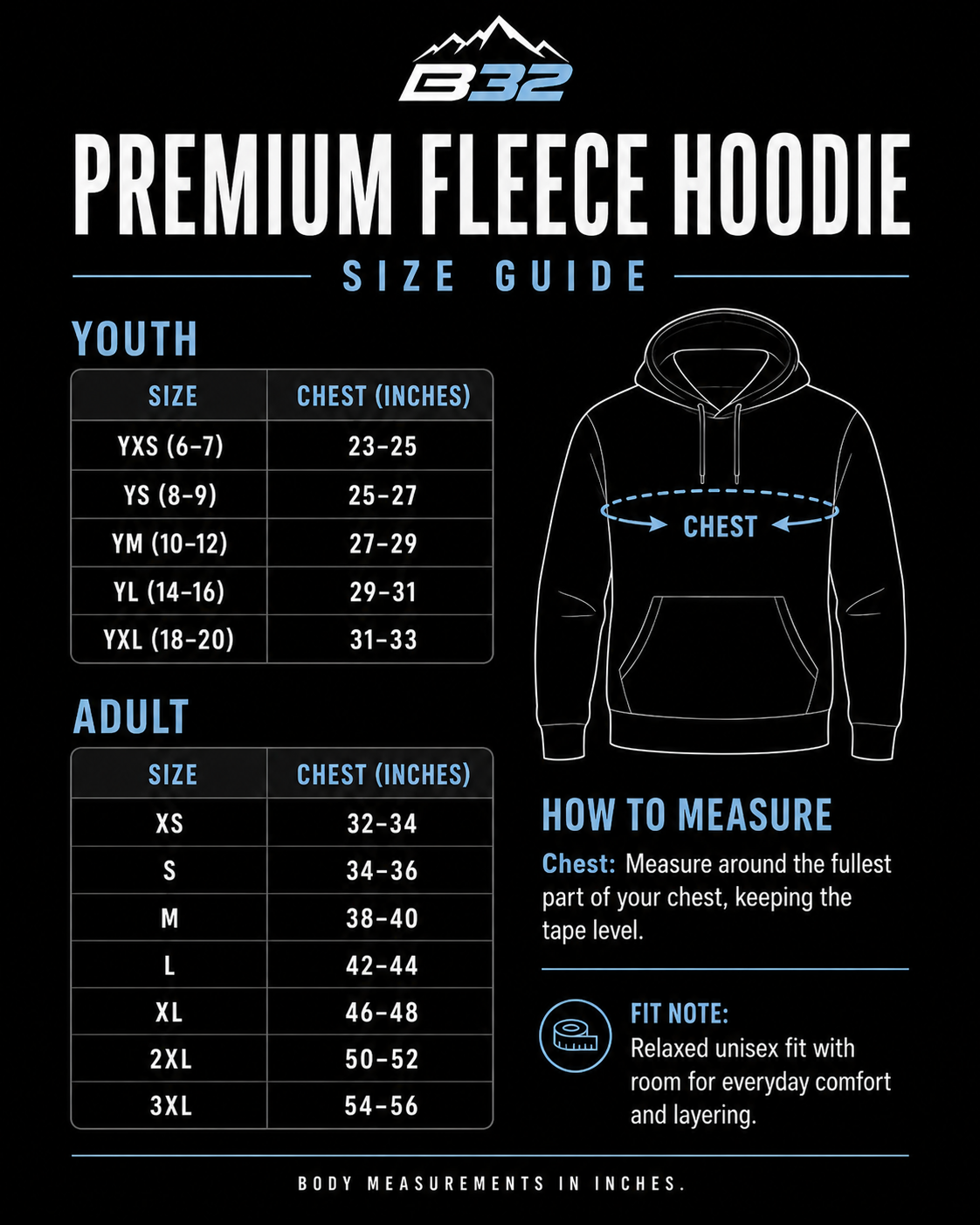 B32 Premium Fleece Hoodie